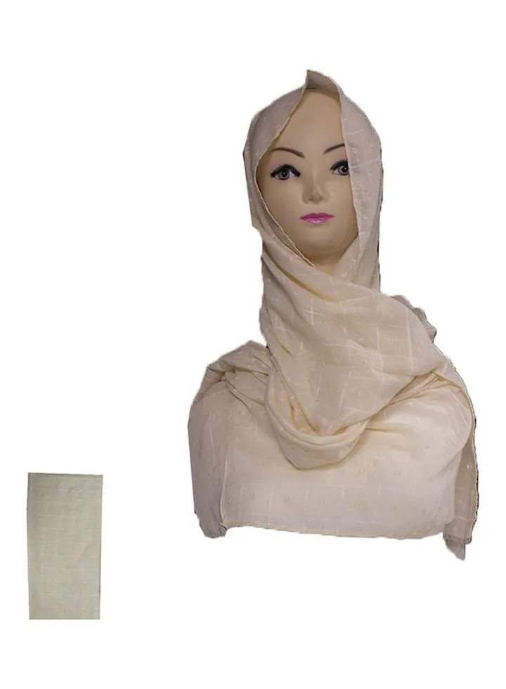 Checked Pattern Hijab Beige