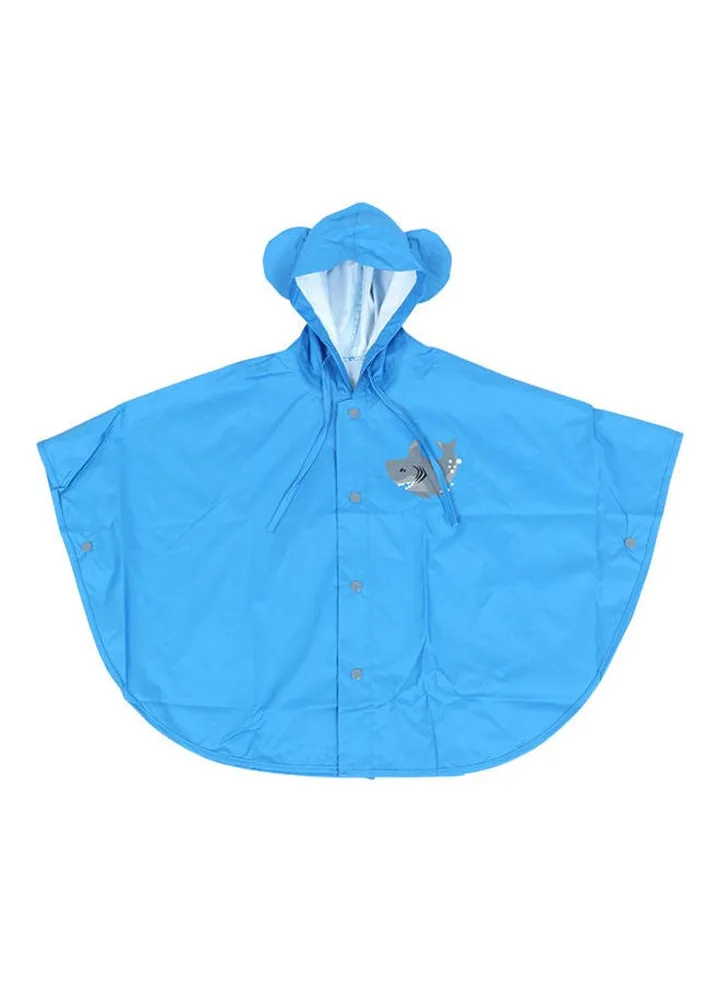Poncho Hooded Raincoat Blue
