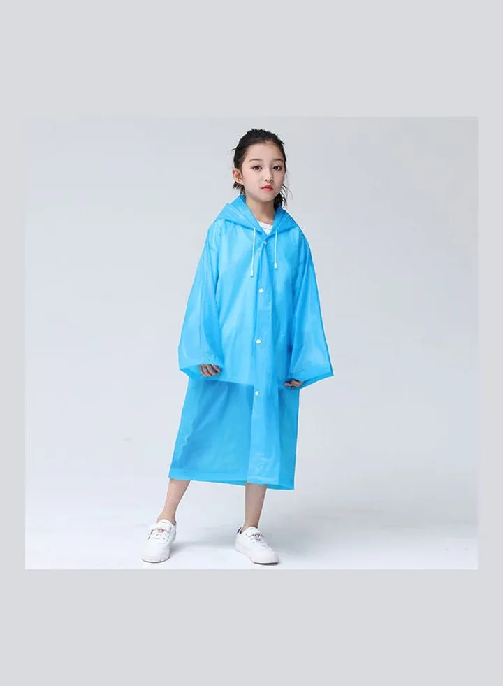 Kids Thick Reusable Hooded Raincoat Blue