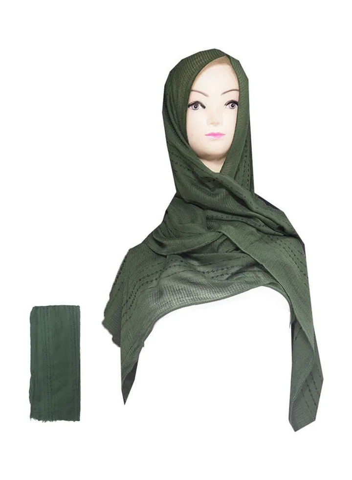 Classic Embroidered Detail Hijab Green