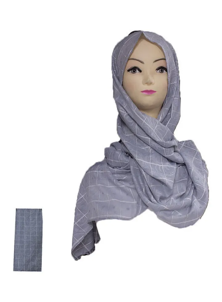 Checked Pattern Hijab Grey/White