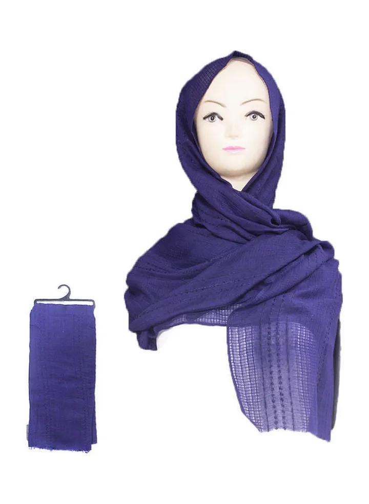 Classic Embroidered Detail Hijab Blue