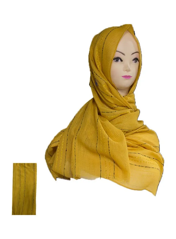 Classic Embroidered Detail Hijab Yellow/Black
