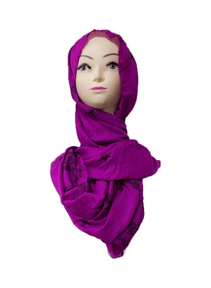 All-Over Printed Hijab Purple/Black