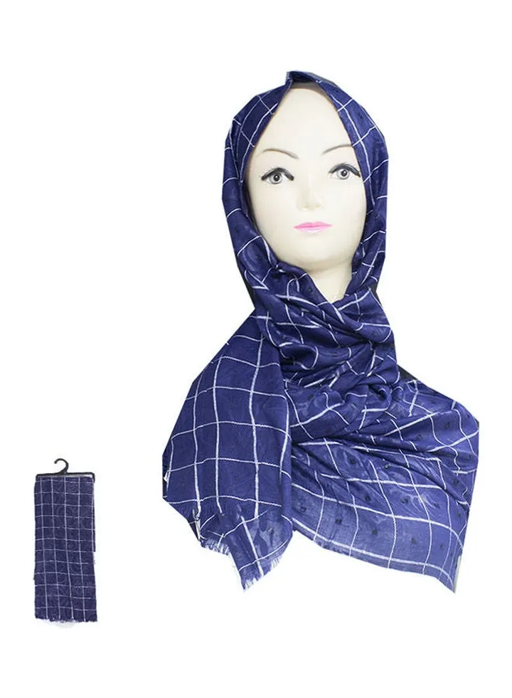 Checked Pattern Hijab Blue/White