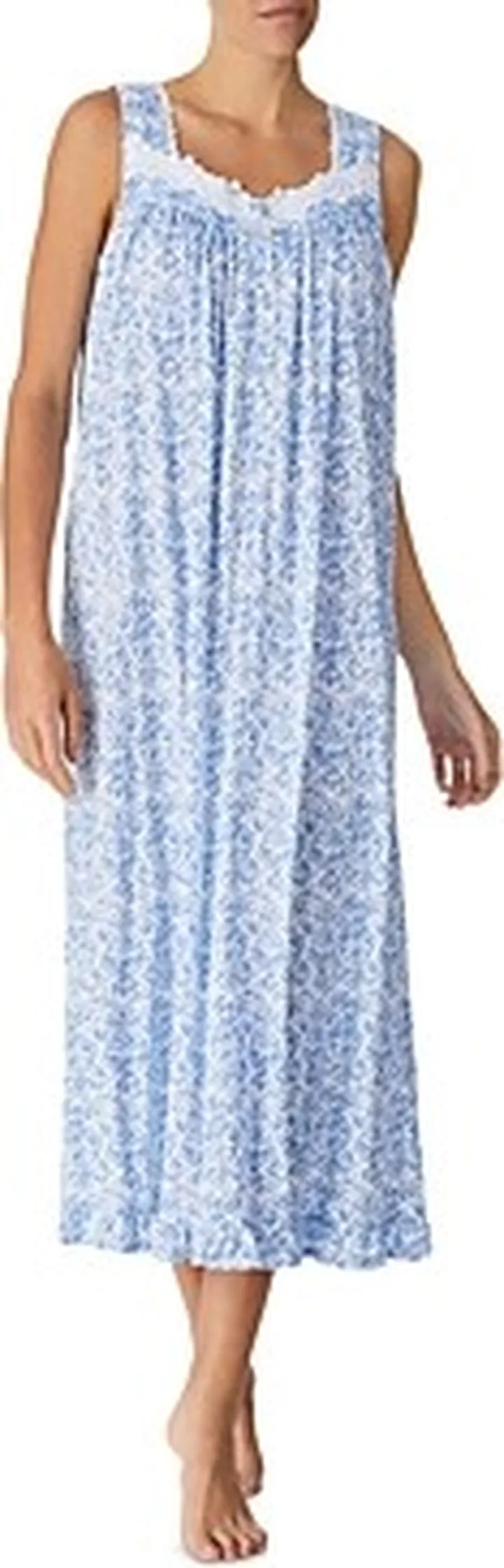 Eileen West Lace Trim Floral Print Nightgown