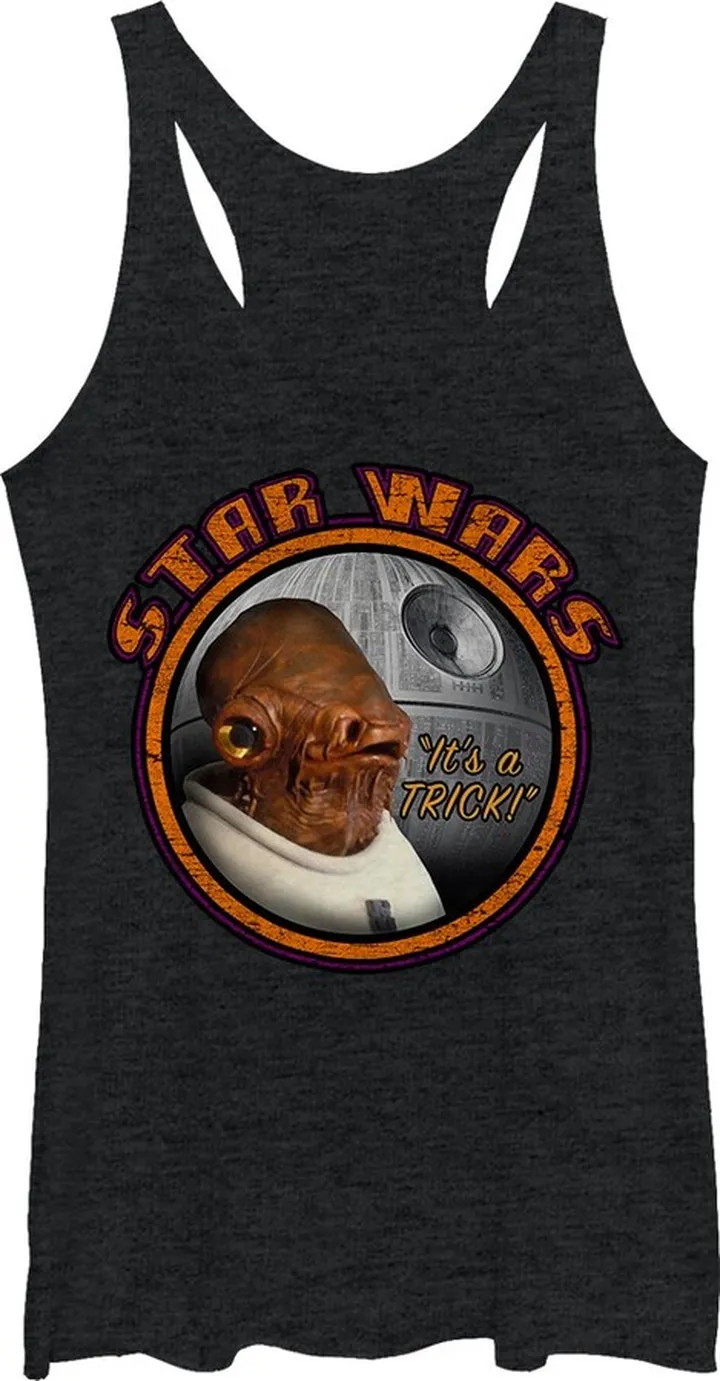Women's Star Wars Ackbar Halloween It's a Trick Racerback Tank Top - Black Heather - X Large
