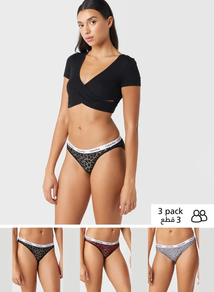 3 Pack Logo Band Bikini Bottom