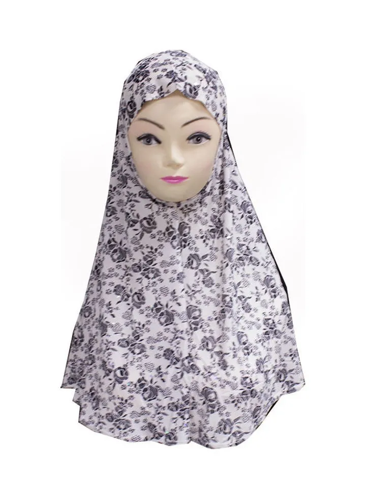 Floral Printed Hijab Black/White