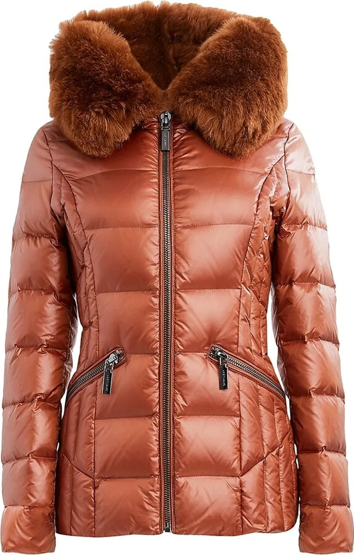 Nikki Hooded Down Shearling Jacket