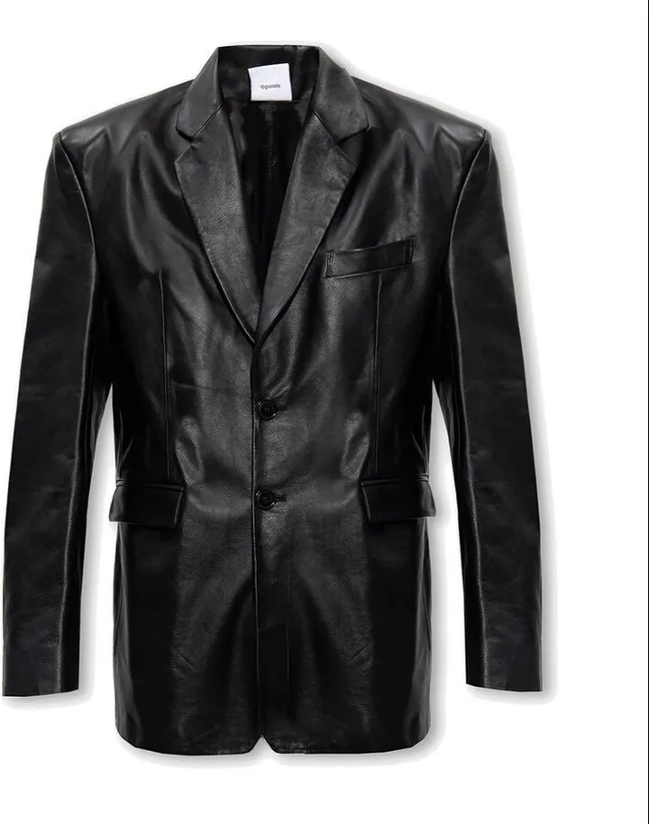 Vetements Padded Shoulder Leather Jacket