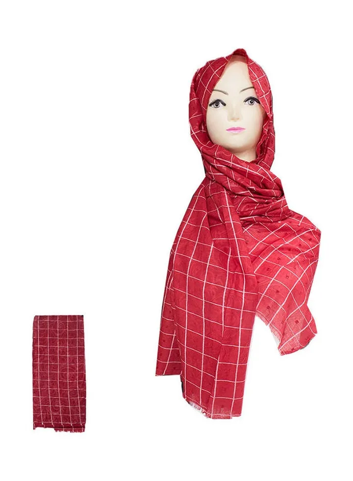 Checked Pattern Hijab Red/White