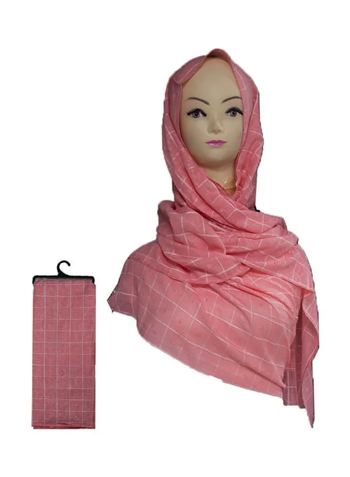Checked Pattern Hijab Pink/White