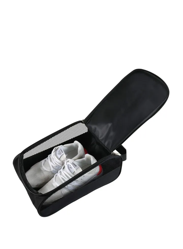 Travel Shoe Bag,Outdoor Golf Shoe Bag,Zip Sport Shoe Bag (Black)