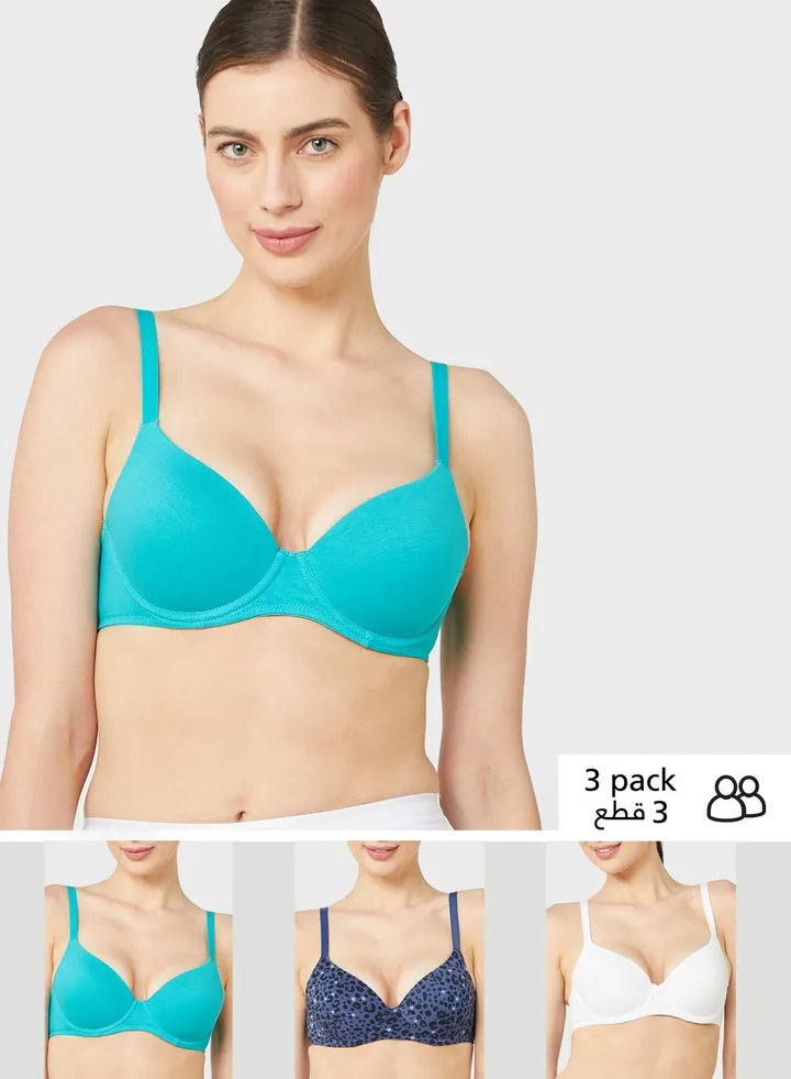 3 Pack Cotton Rich Wired T-Shirt Bras