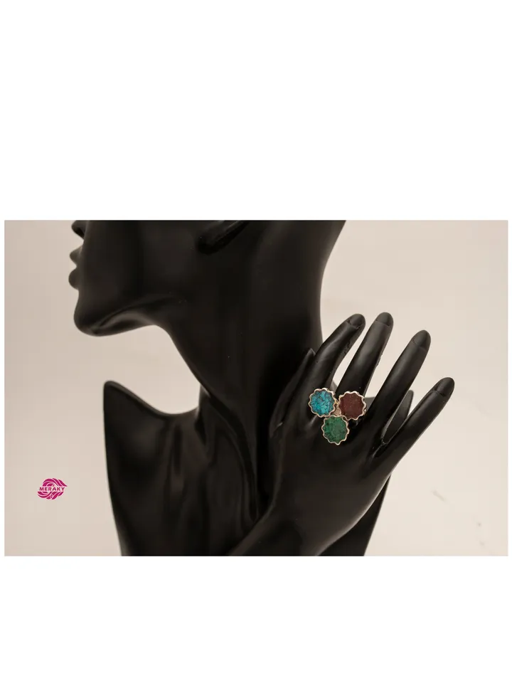 950 multicolored silver ring handmade