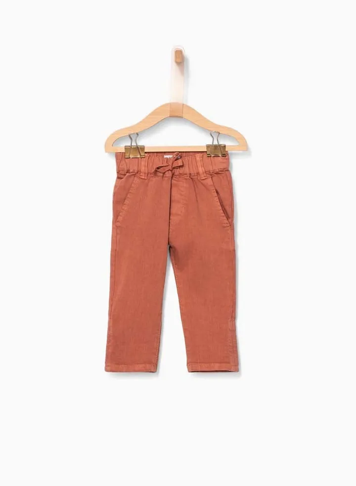 Drawstring Waist Pants Brown