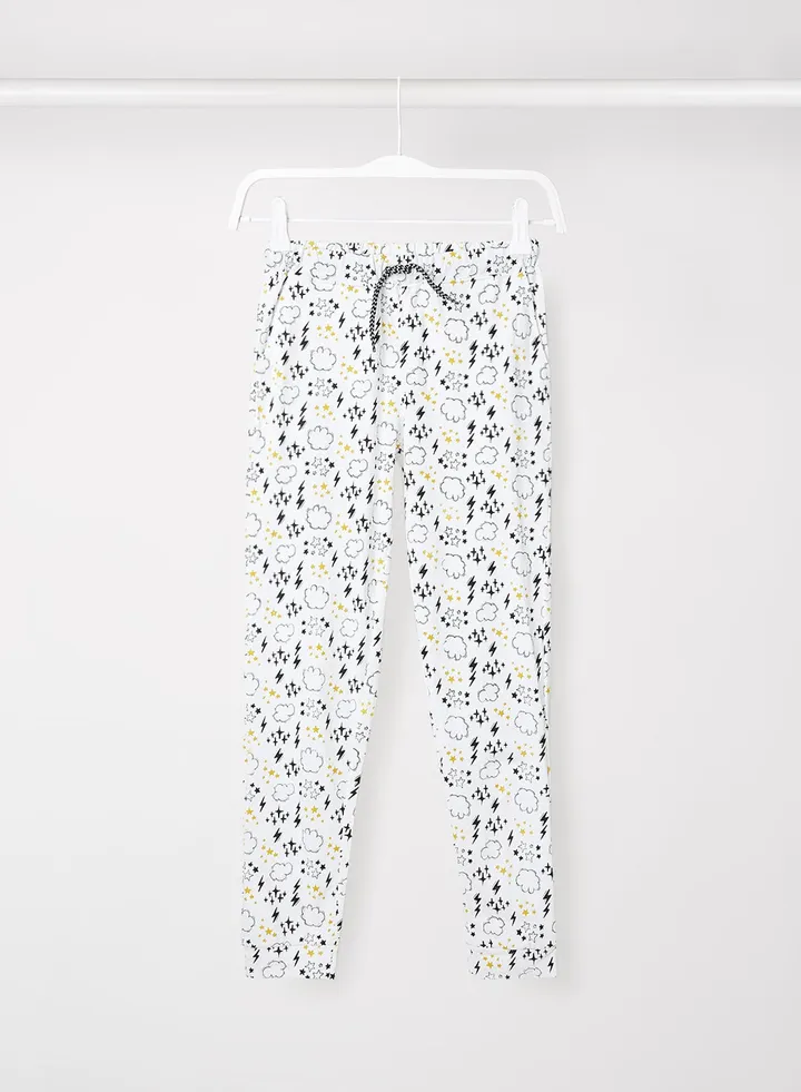 Boys Printed Casual Jogger White/Black/Yellow