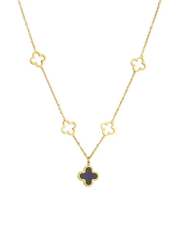 Double sided Clover Necklace Stainless Steel Lucky Clover Pendant Jewelry Gift