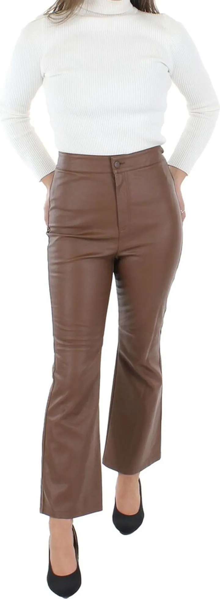 Sasha Womens Faux Leather Crop Leather Pants