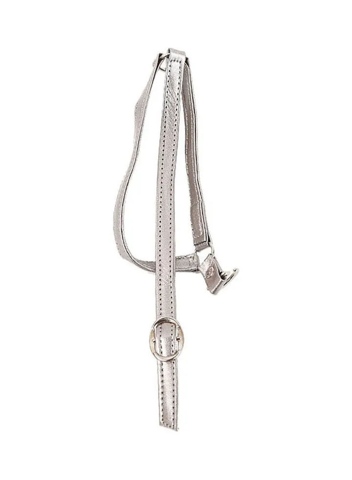 1Pair Lady Triangle Bundle Shoelace Anti-slip Faux Leather High Heels Shoe Strap Gun Color