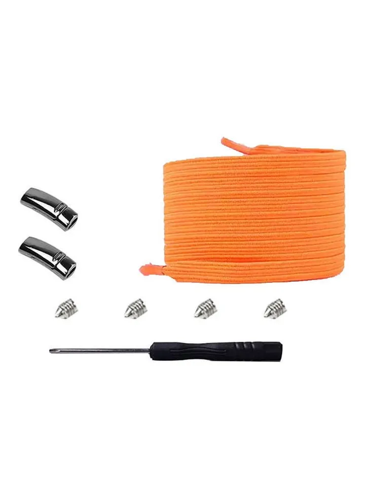 1 Pair Fashion Metal Magnetic Buckle Elastic No Tie Lazy Sneakers Flat Shoelaces Orange