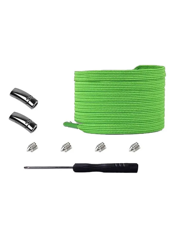 1 Pair Fashion Metal Magnetic Buckle Elastic No Tie Lazy Sneakers Flat Shoelaces Green