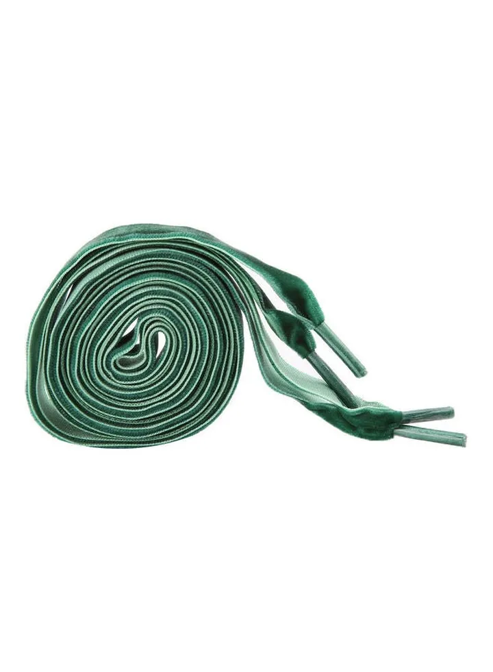 Women Flat Velvet Ribbon Shoelaces Hiking Walking Dance Leather Shoes Laces Dark Green