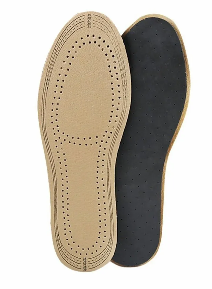Leather Insoles, Ultra Thin Natural Leather Shoe Insoles, Unisex Active Carbon Insoles, Instantly Absorb Sweat, Shoes Pads for Women and Men (35-39)