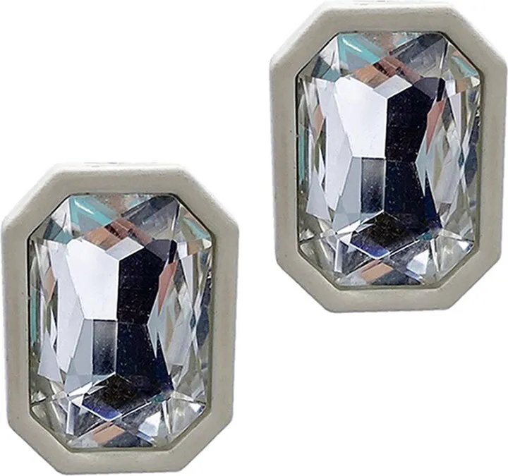 Rhodium Plated Crystal Cushion Cut Stud Earrings