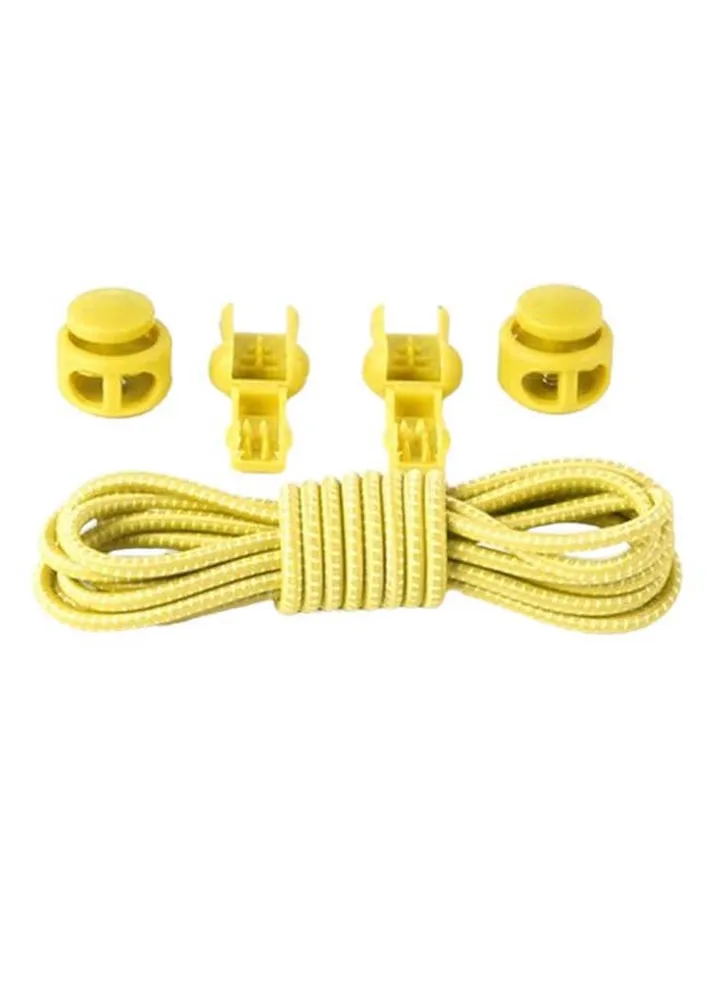 Pair Of Elastic Locked Buckle Shoe Lace Yellow