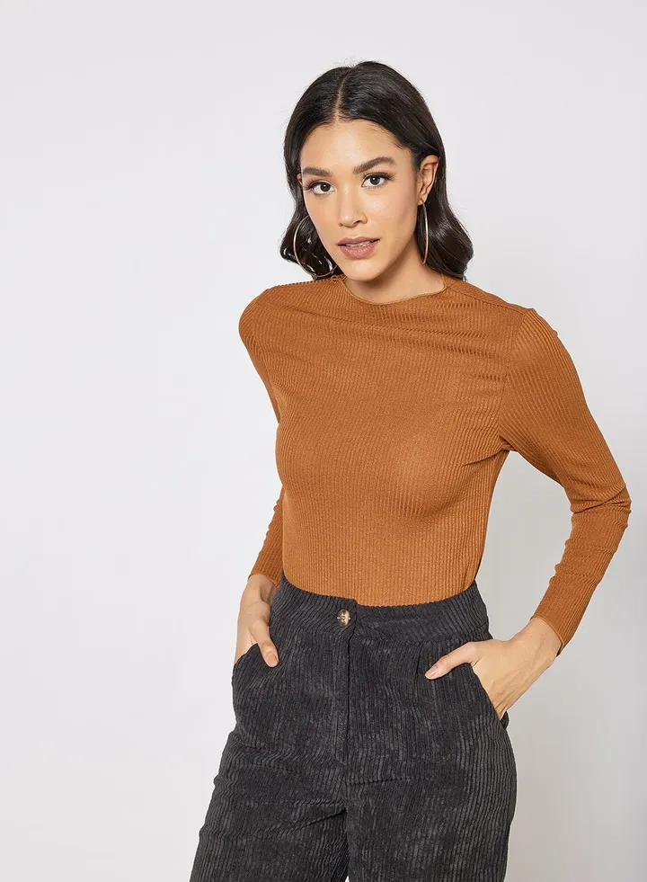 Ribbed Bodysuit Brown
