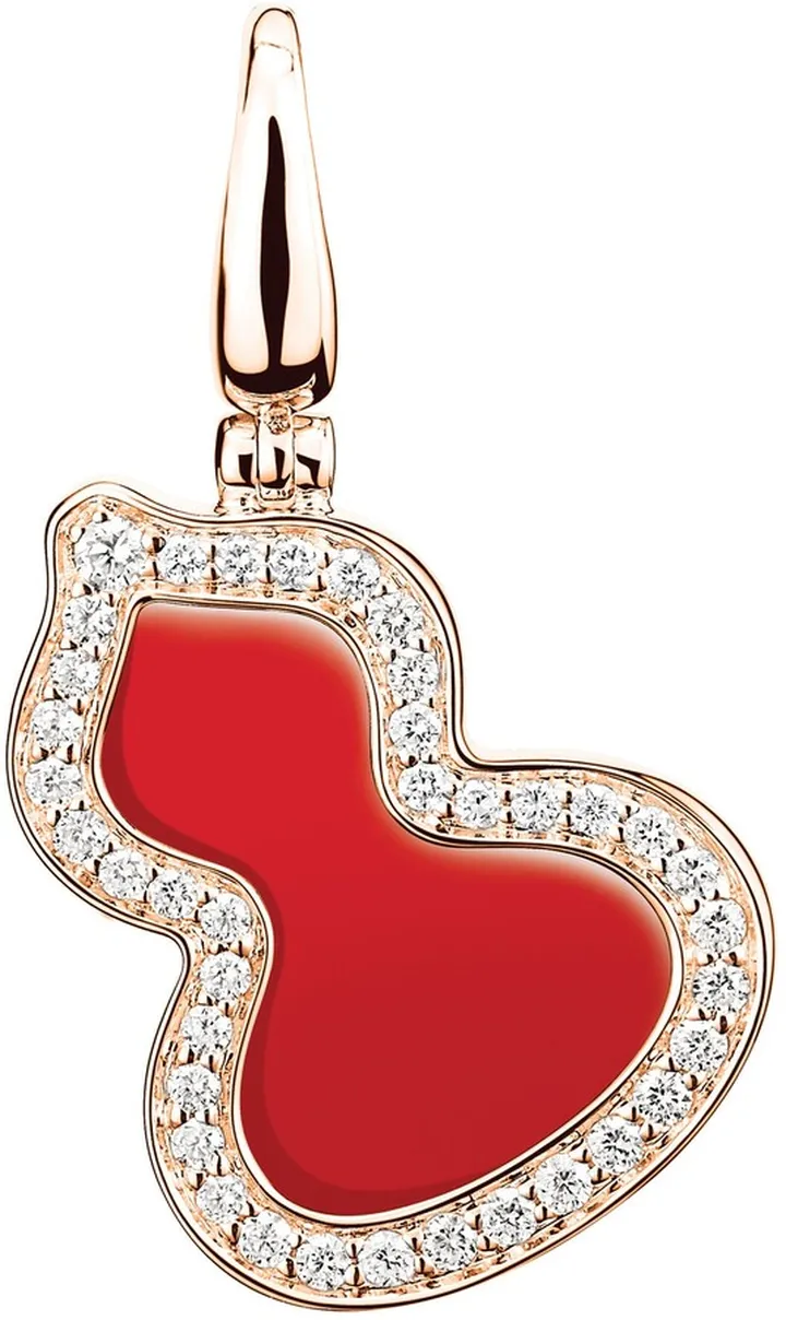 Small Wulu Red Agate & Diamond Pendant Necklace