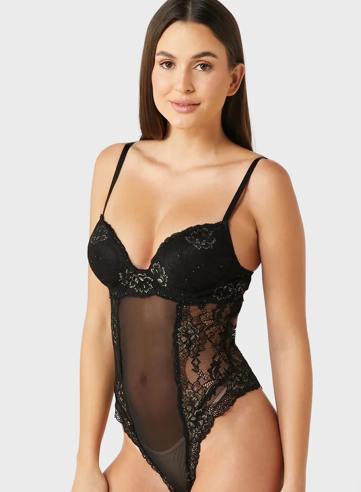Strappy Lace Detail Bodysuit