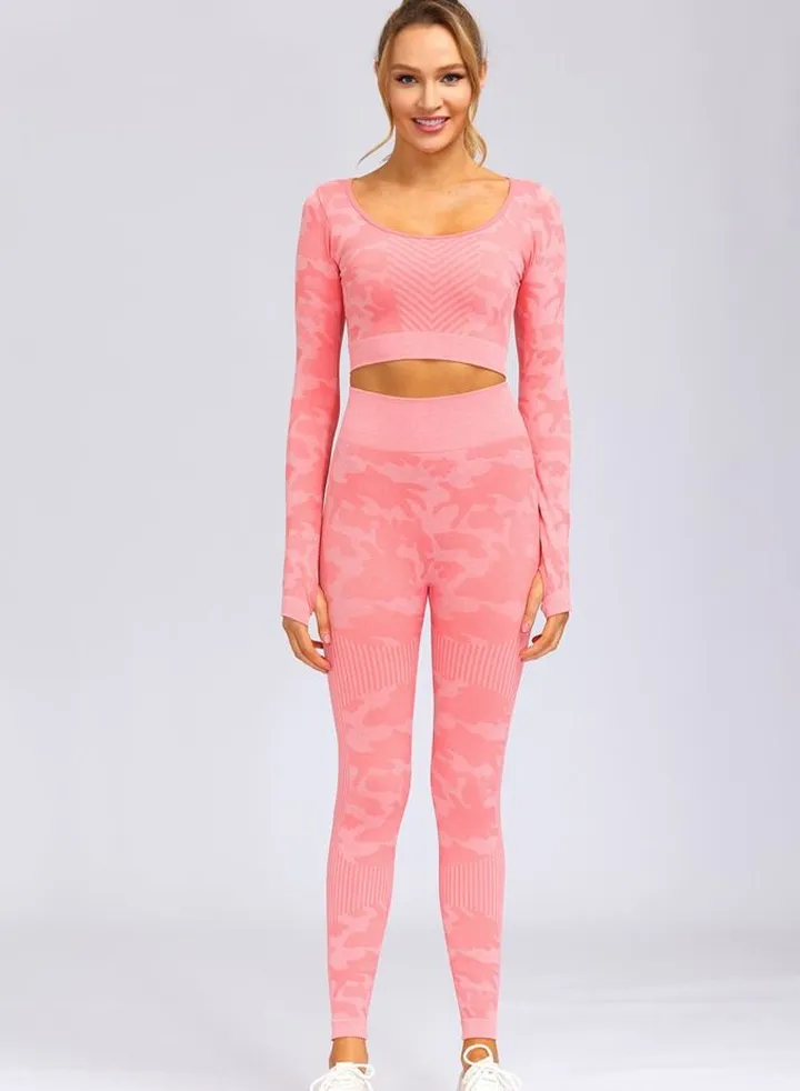Autumn And Winter New Sports Suit Fitness Trousers Seamless Long-sleeved Yoga Suit Women