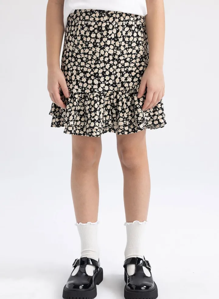 Kids Micro Floral Print T-Shirt & Skirt