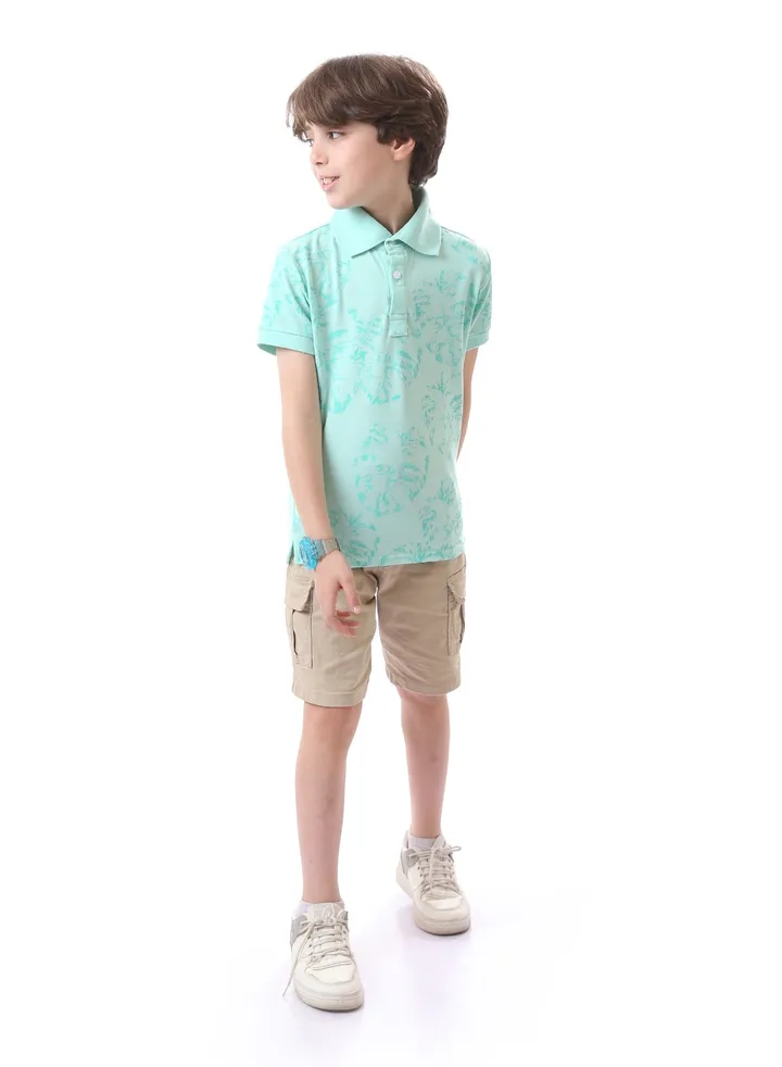 Boys Pique Casual Classic Neck Polo Shirt - Aqua