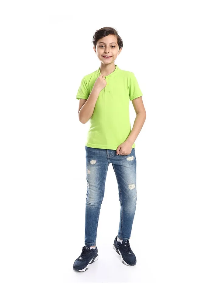 Henely Neck Basic Tshirt Casual Look For Boy _ Light Green