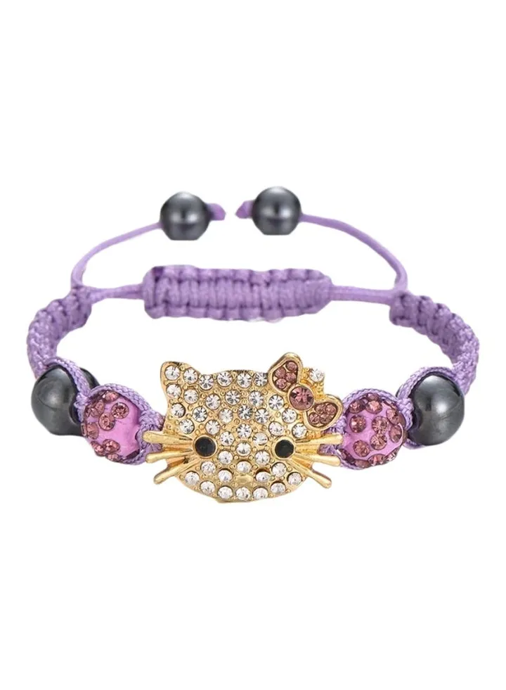 Bracelet for girls birthday gift purple kitty rope purple