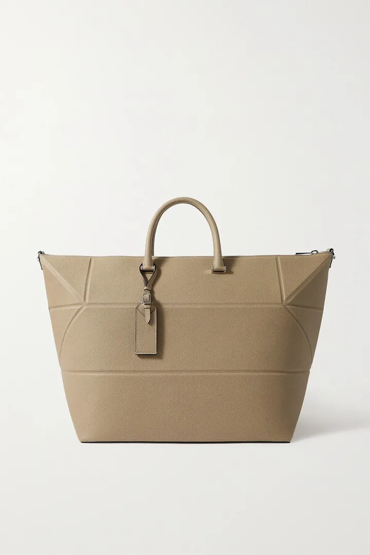 Valextra - Polyhedral Textured-leather Tote - Gray