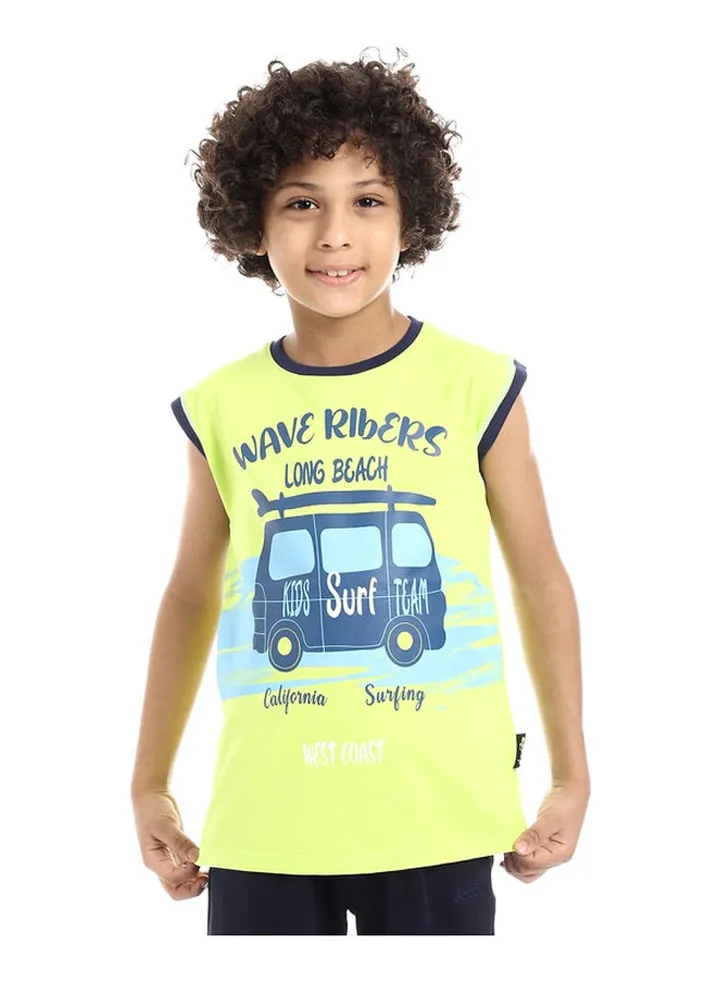 Boys Printed Cotton Sleeveless T-Shirt