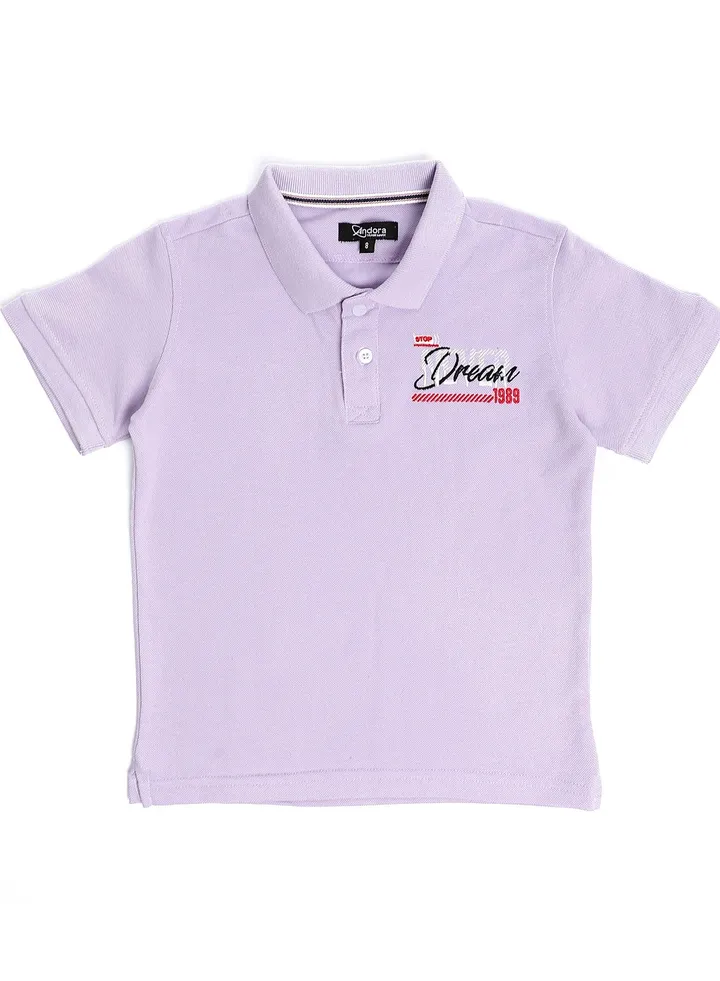 Boys Side Stitched Buttoned Polo Shirt - Lilac