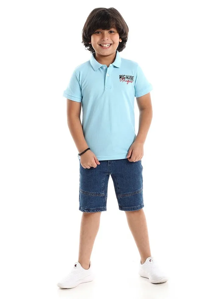 "Because You Are Unique" Polo Shirt - Baby Blue, Red & Black