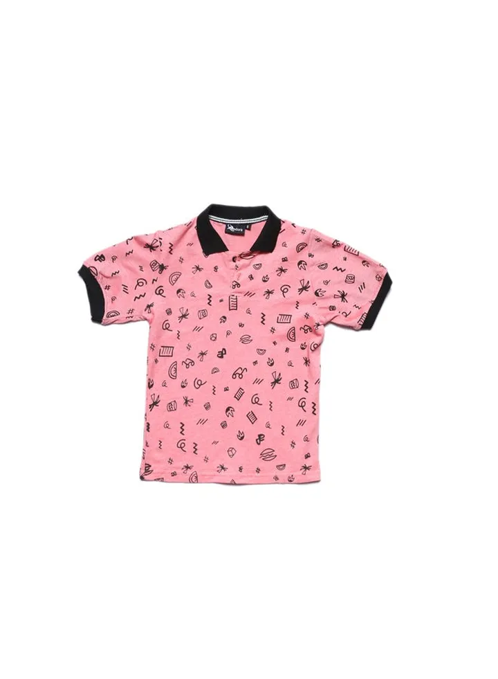 Regular Fit Buttoned Boys Polo Shirt - Coral