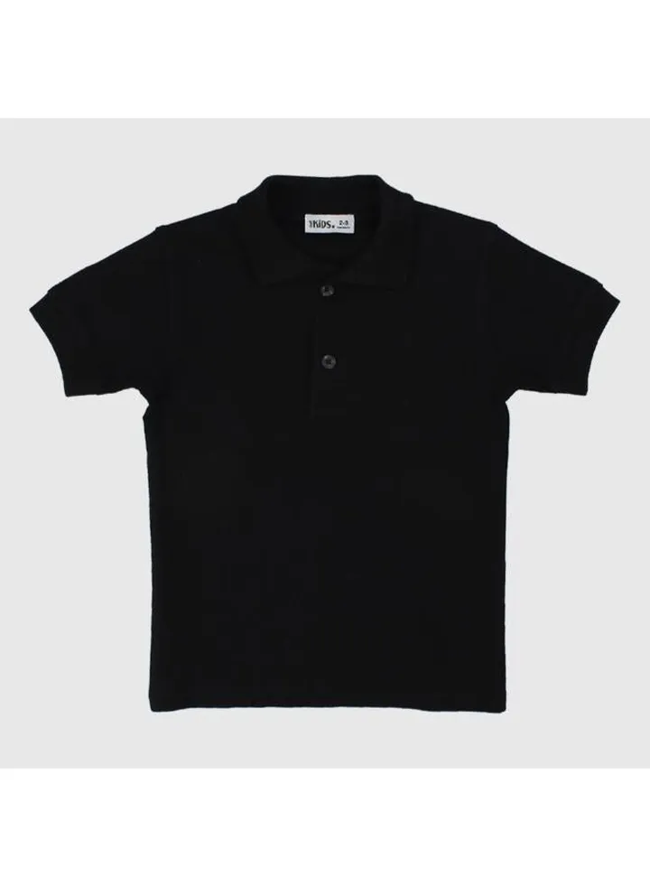 Black Short-Sleeved Polo Shirt