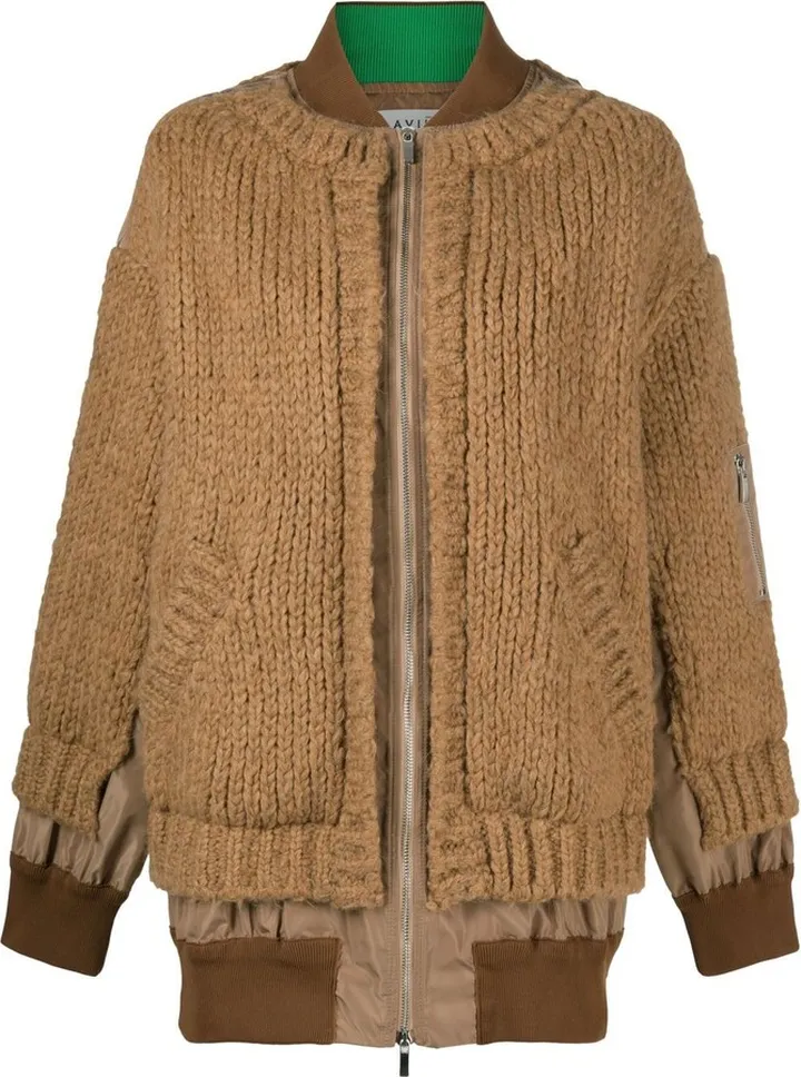 Layered Knitted Bomber Jacket