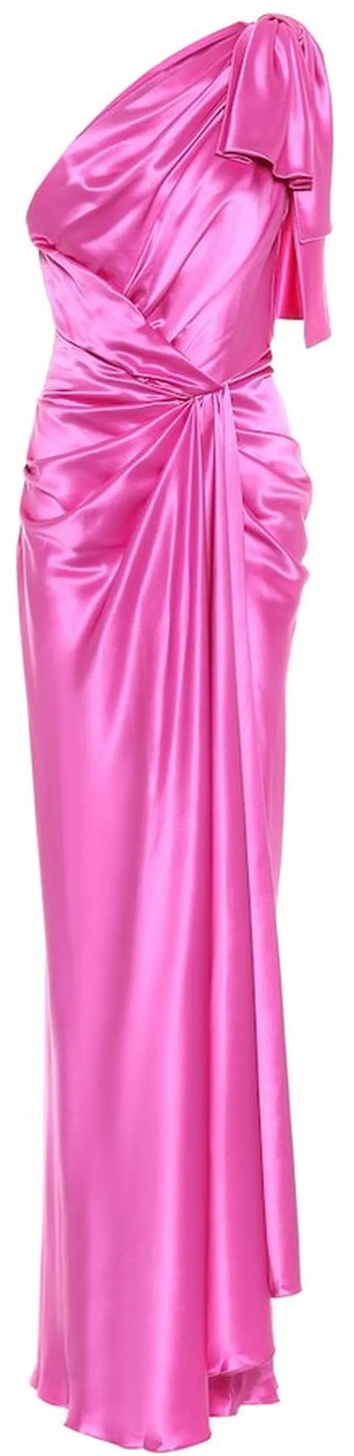 One-shoulder silk satin gown