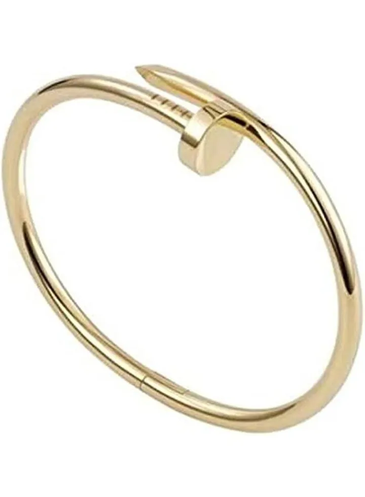 Designer Inspired Pleated Golden Titanium Steel Nail Cuff Bangle