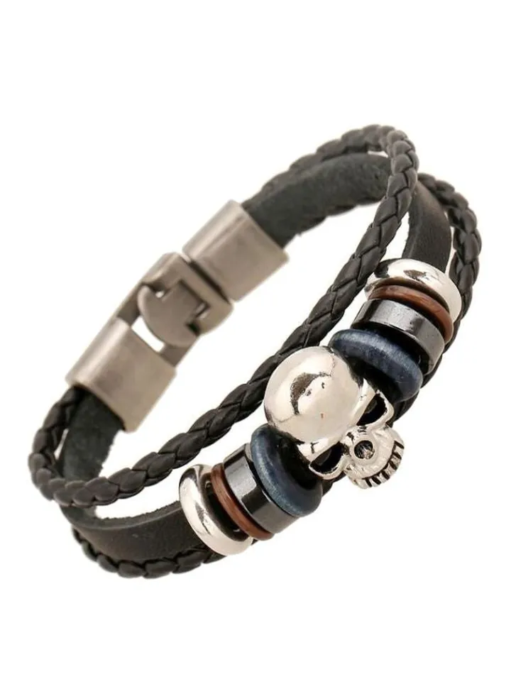 Skull Shaped Alloy Leather Bracelet