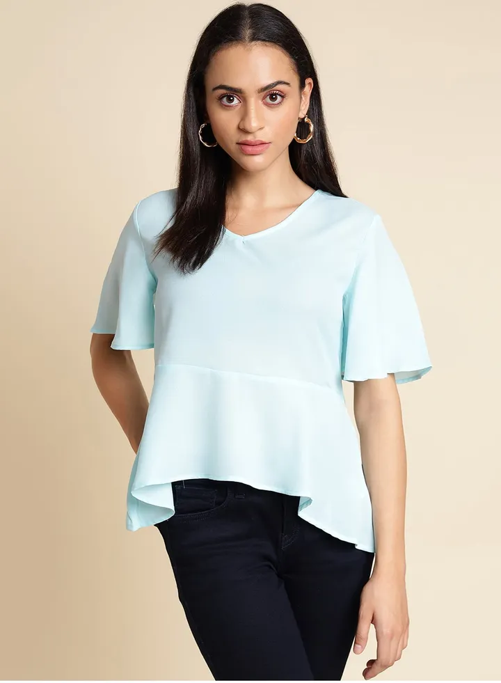 Fashionable Casual Top Aqua